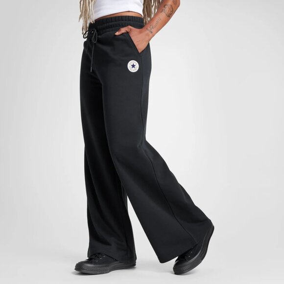 CONVERSE Chuck Taylor All Star Womens Knit Pants Cotton BLACK SWEATPANTS SZ L - Picture 1 of 10